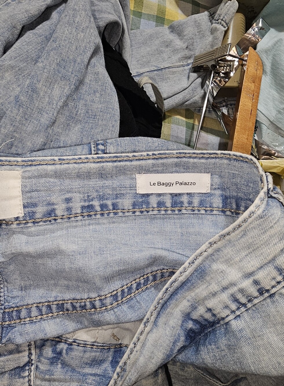 Frame Le Baggy Palazzo High-Rise Wide-Leg Recycled Cotton-Blend Denim Jeans Sz28 - Picture 12 of 13